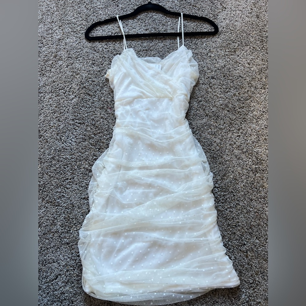 white polka dot lacey dress